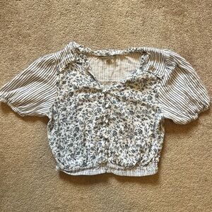 Floral and Striped Women's Top